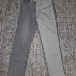 Flying Monkey Two-Tone Gray and White Skinny Jeans
